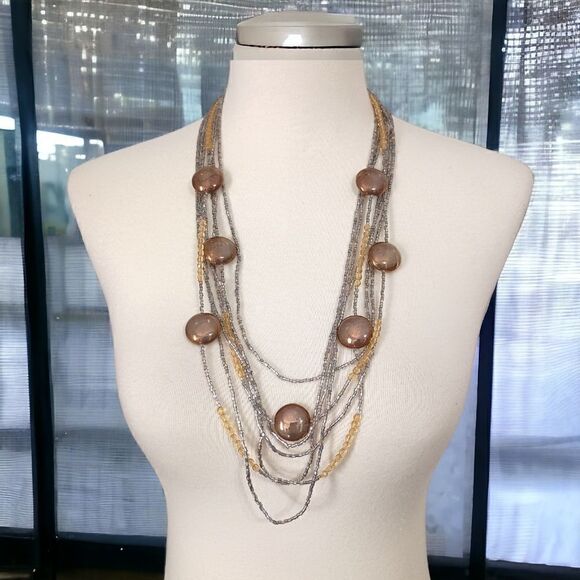 STUDIO GI Venetian Art Glass Necklace Italy Multi Strand 30" Boho Gypsy Flapper. - Picture 13 of 16